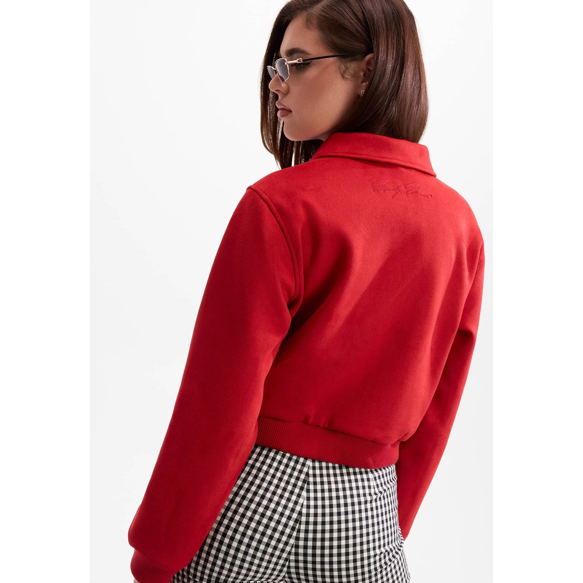 Veste Bomber En Daim rouge, GUESS