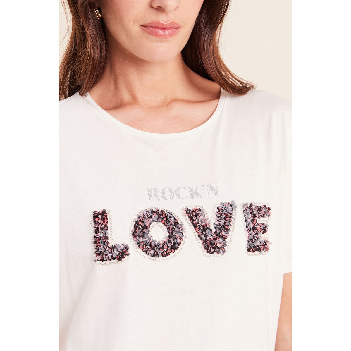 T-shirt col rond manches courtes ecru, BREAL