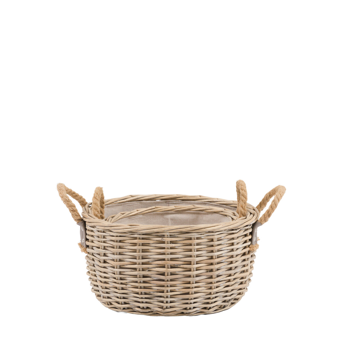 Set of 2 Eden Round Baskets with Handle in Natural brown , ÉDITÉ