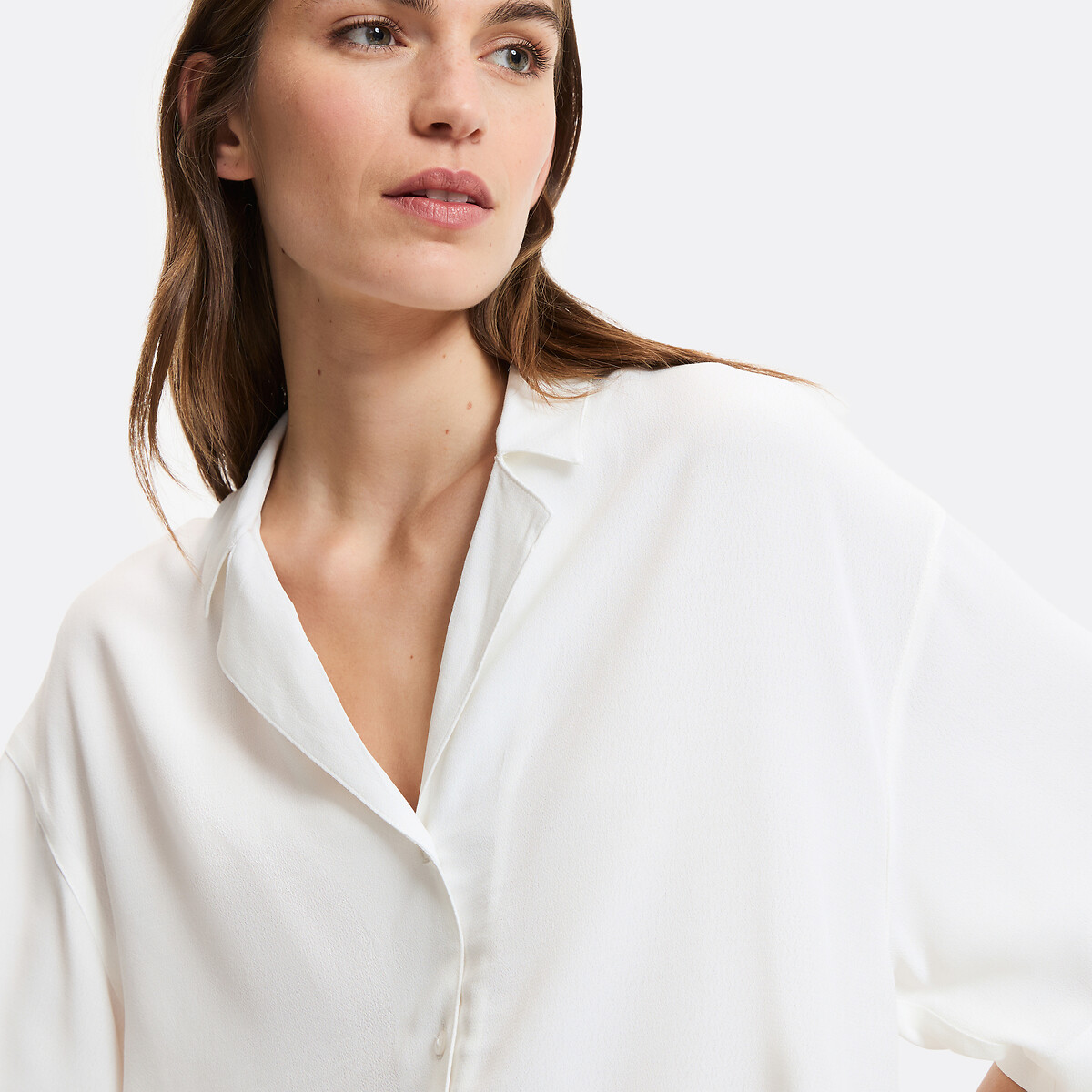 Camicia collo revers, maniche corte avorio, LA REDOUTE COLLECTIONS