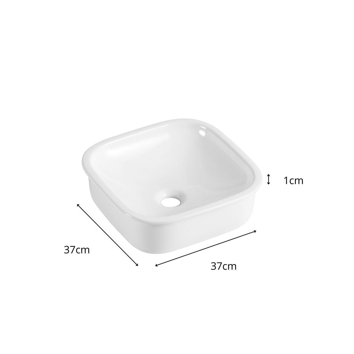 Vasque à encastrer carrée en céramique blanche 37cm blanc, MOB IN