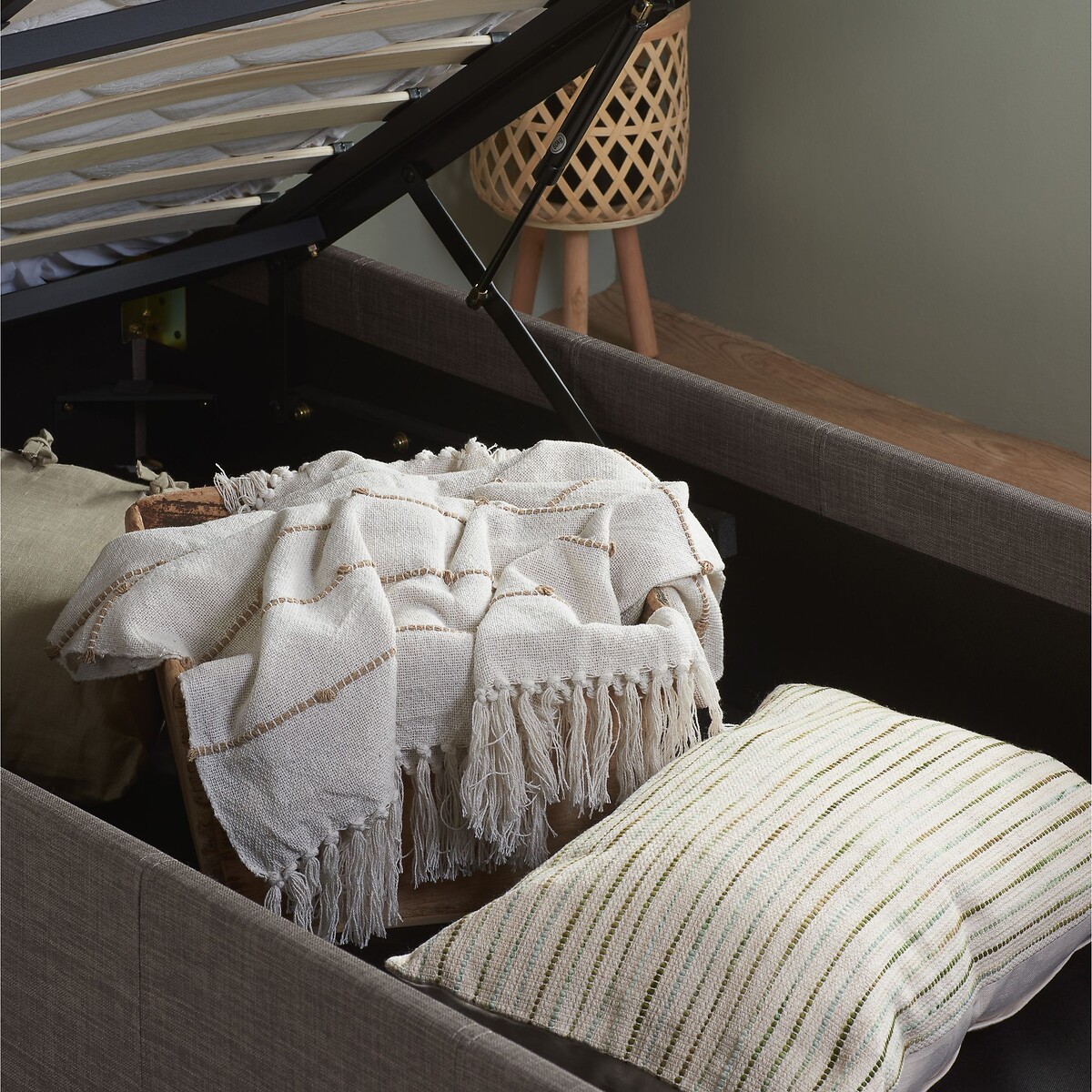 Bruno Fabric Upholstered Ottoman Bed charcoal, SO'HOME