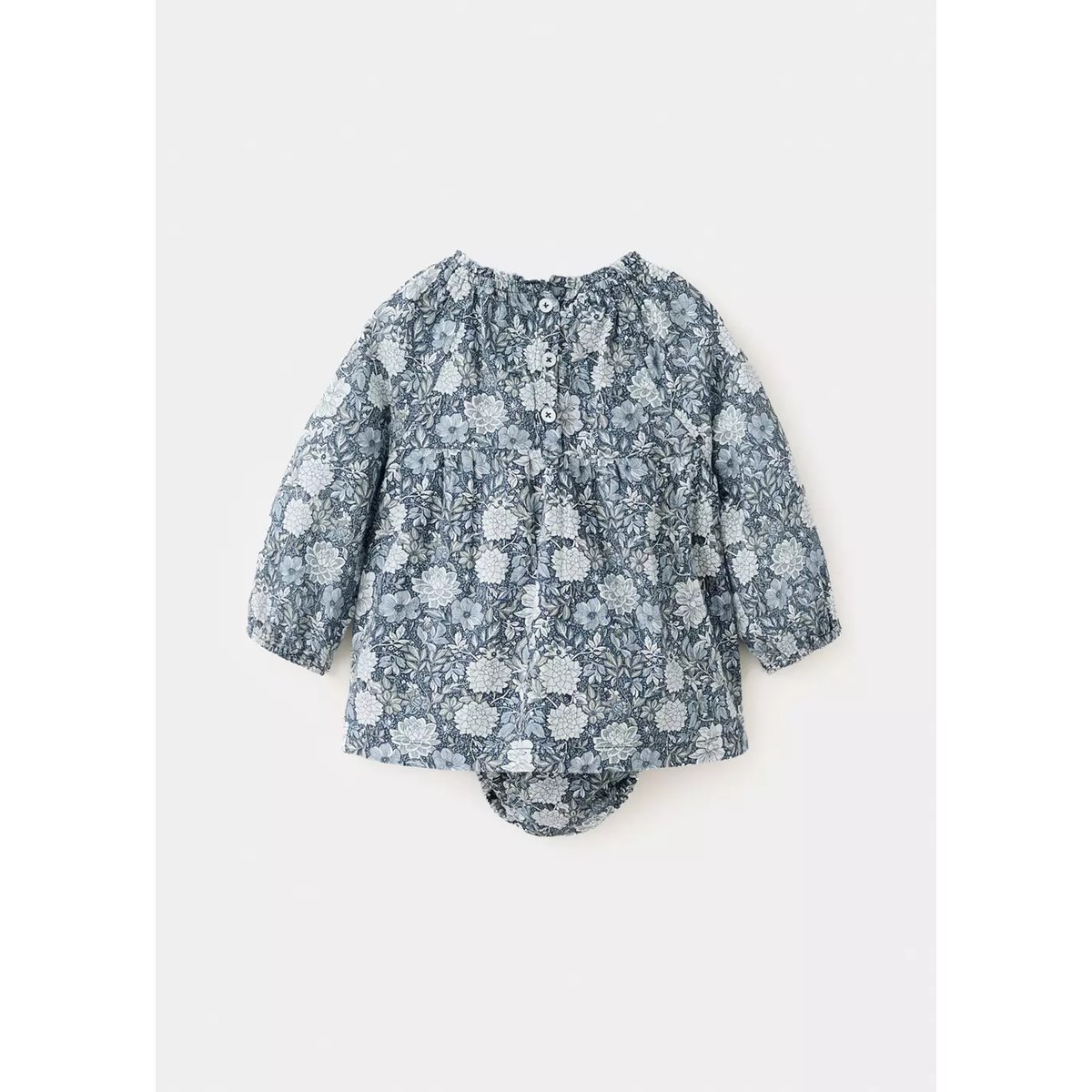 Robe et barboteuse imprimé floral bleu pétrole, MANGO BABY