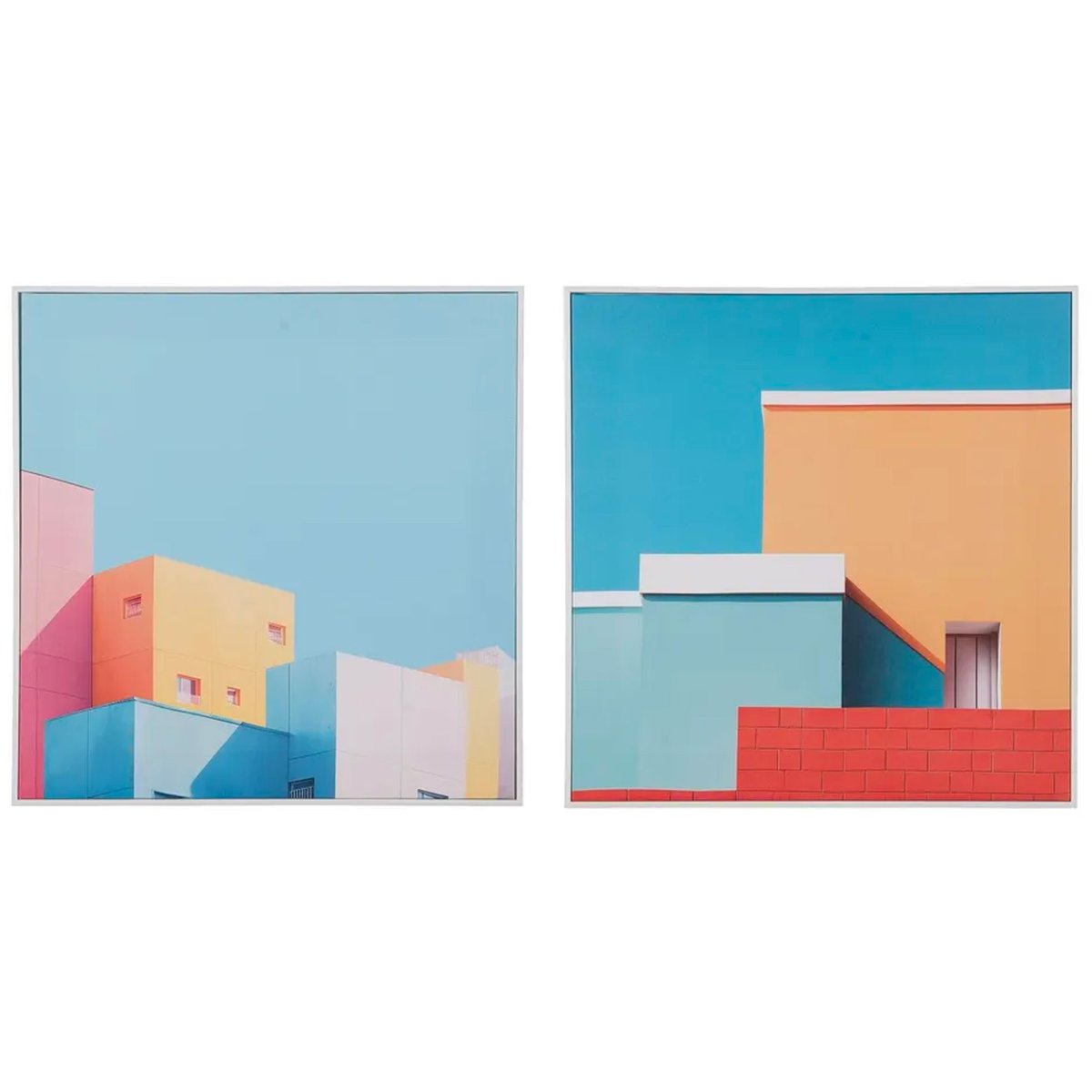 Set de 2 tableaux bâtiments 50x2x50cm multicolore, WADIGA
