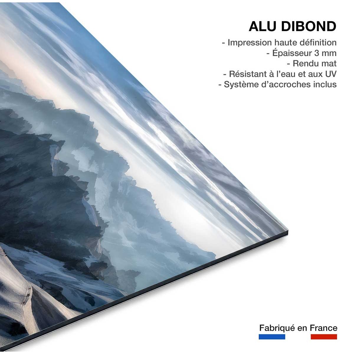 Tableau Un matin à l'Aiguille du Midi tableau alu dibond, HEXOA