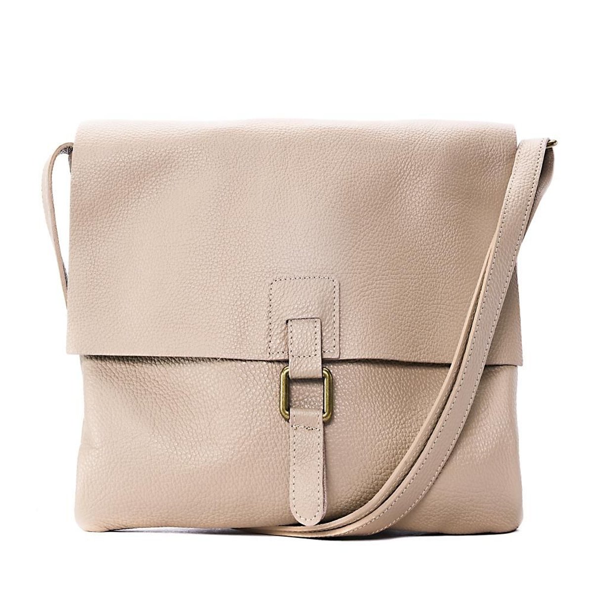 Sac bandoulière besace en cuir grainé COQUETTE rose pâle, OH MY BAG