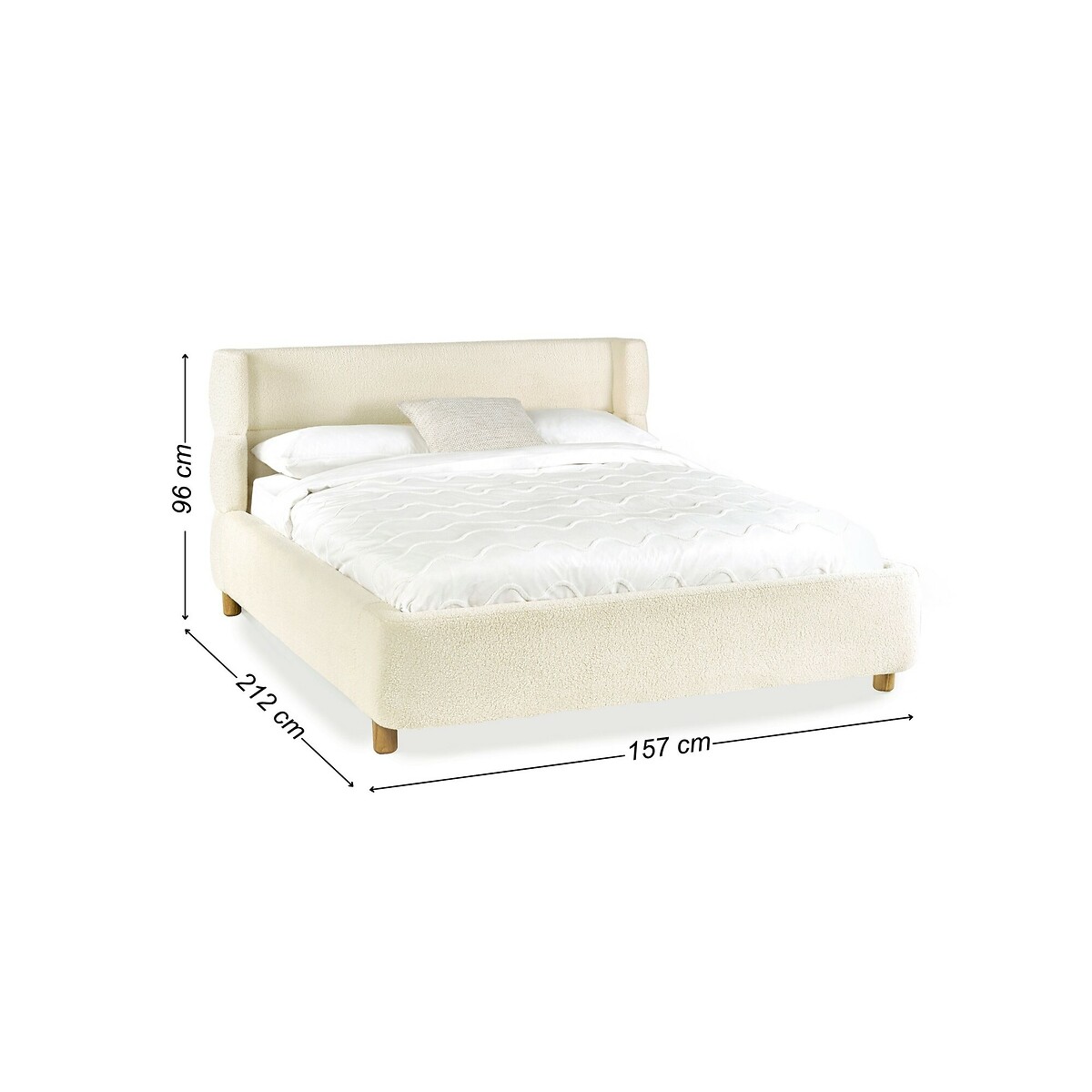 Auberon Bouclé Upholstered Bed with Winged Headboard ecru , SO'HOME