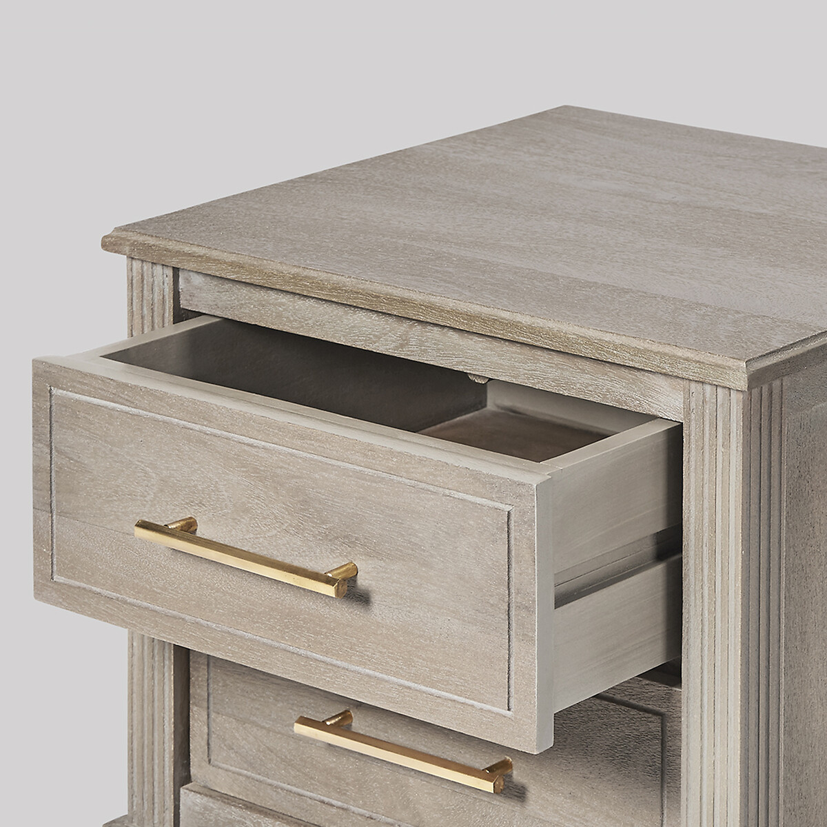 Claudine Mango Wood 2 Drawer Bedside Table grey, SWOON