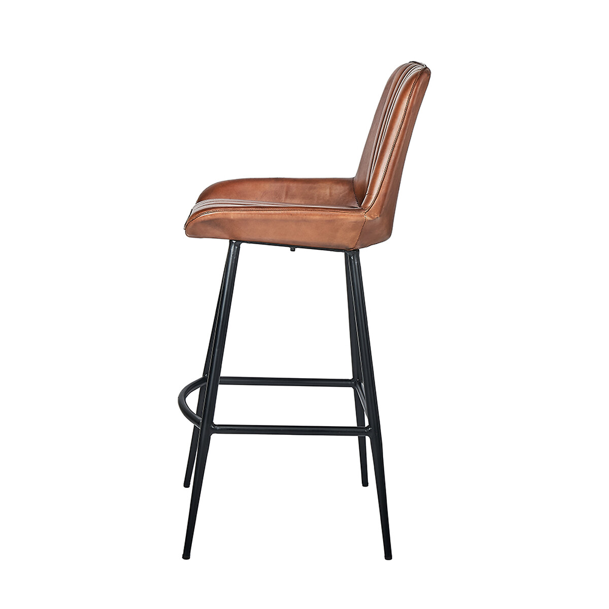 Retro Leather Stool with Iron Legs brown , SO'HOME