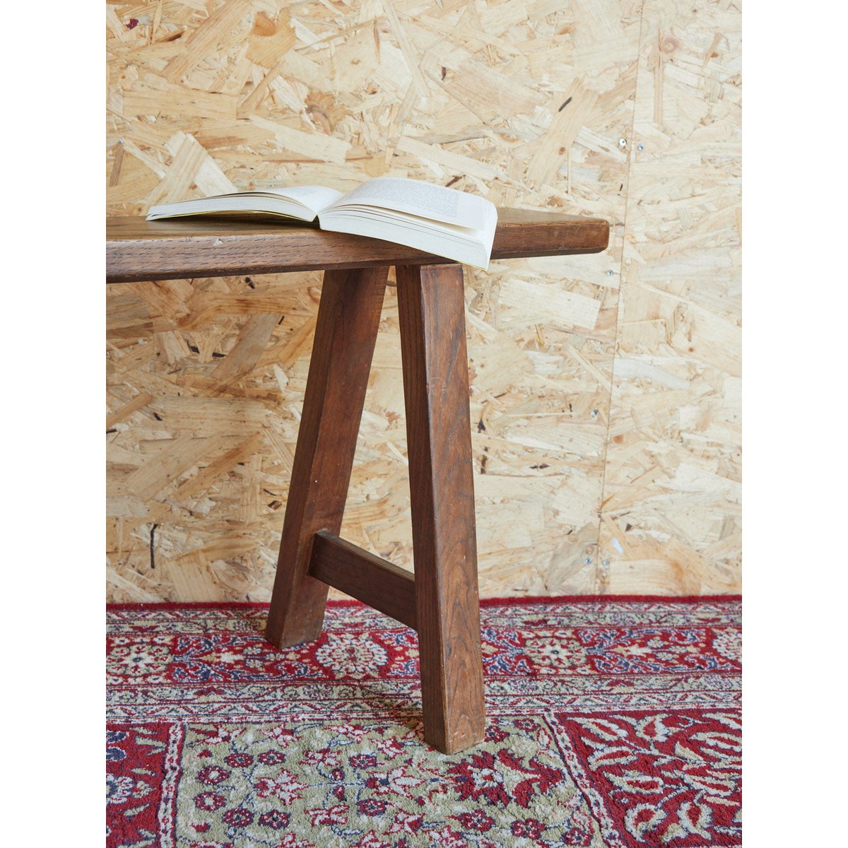 Banc de ferme en bois Antoine N°427 - Bon état bois clair, DEBONGOUT