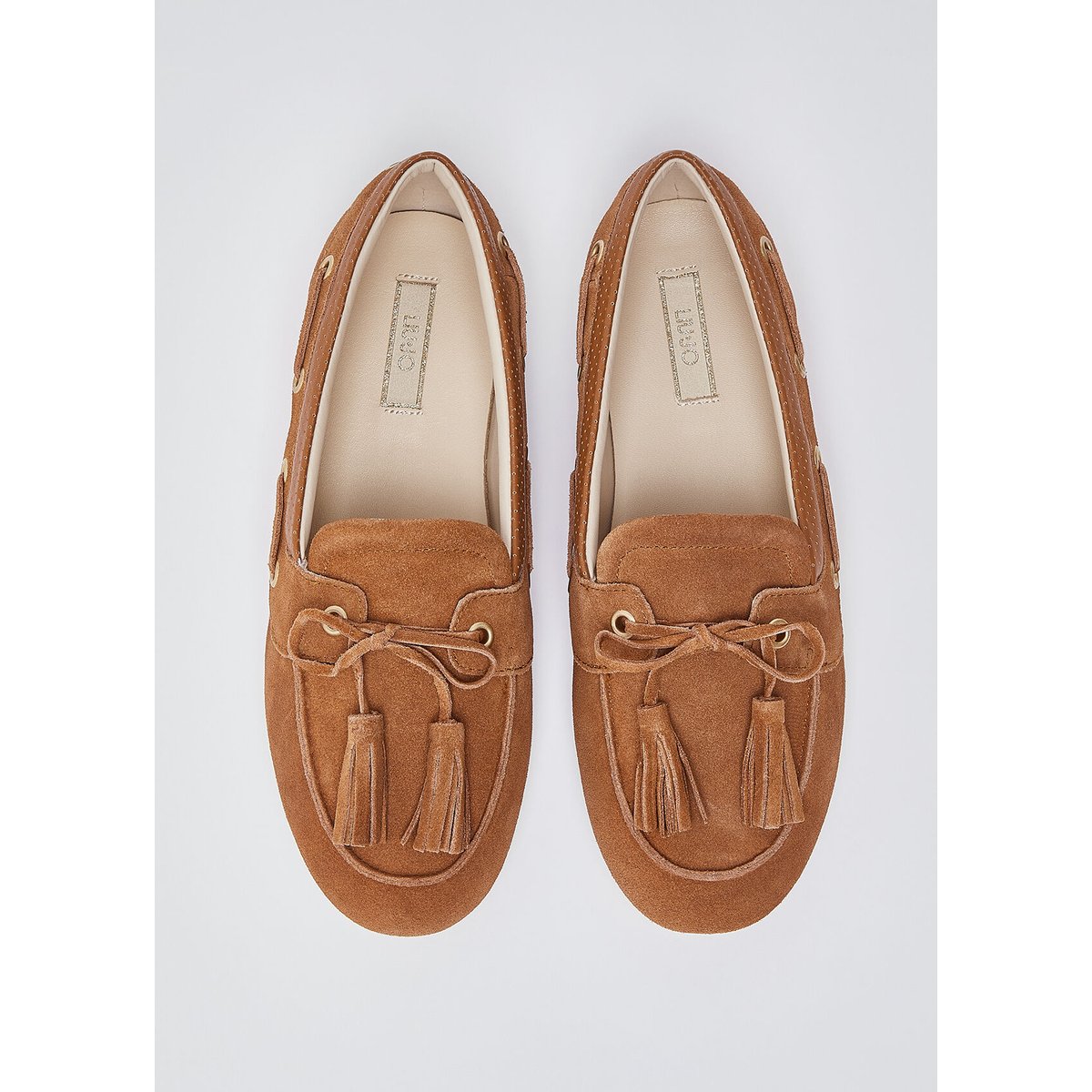 Mocassins en daim avec pampilles terre cuite, LIU JO