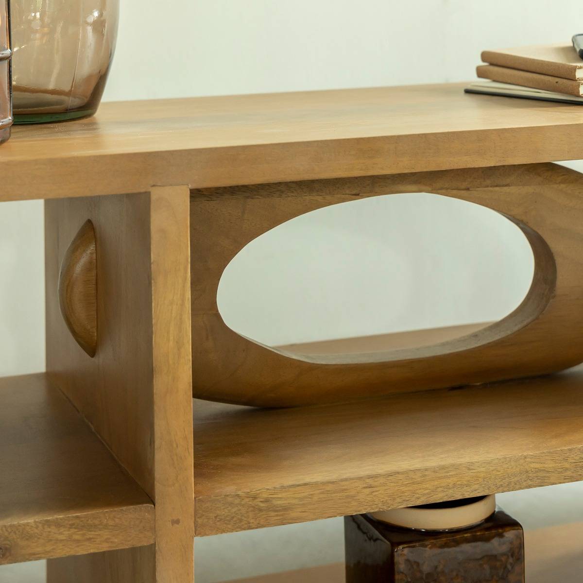 Meuble TV en bois de manguier ALWEN bois clair, MADE IN MEUBLES