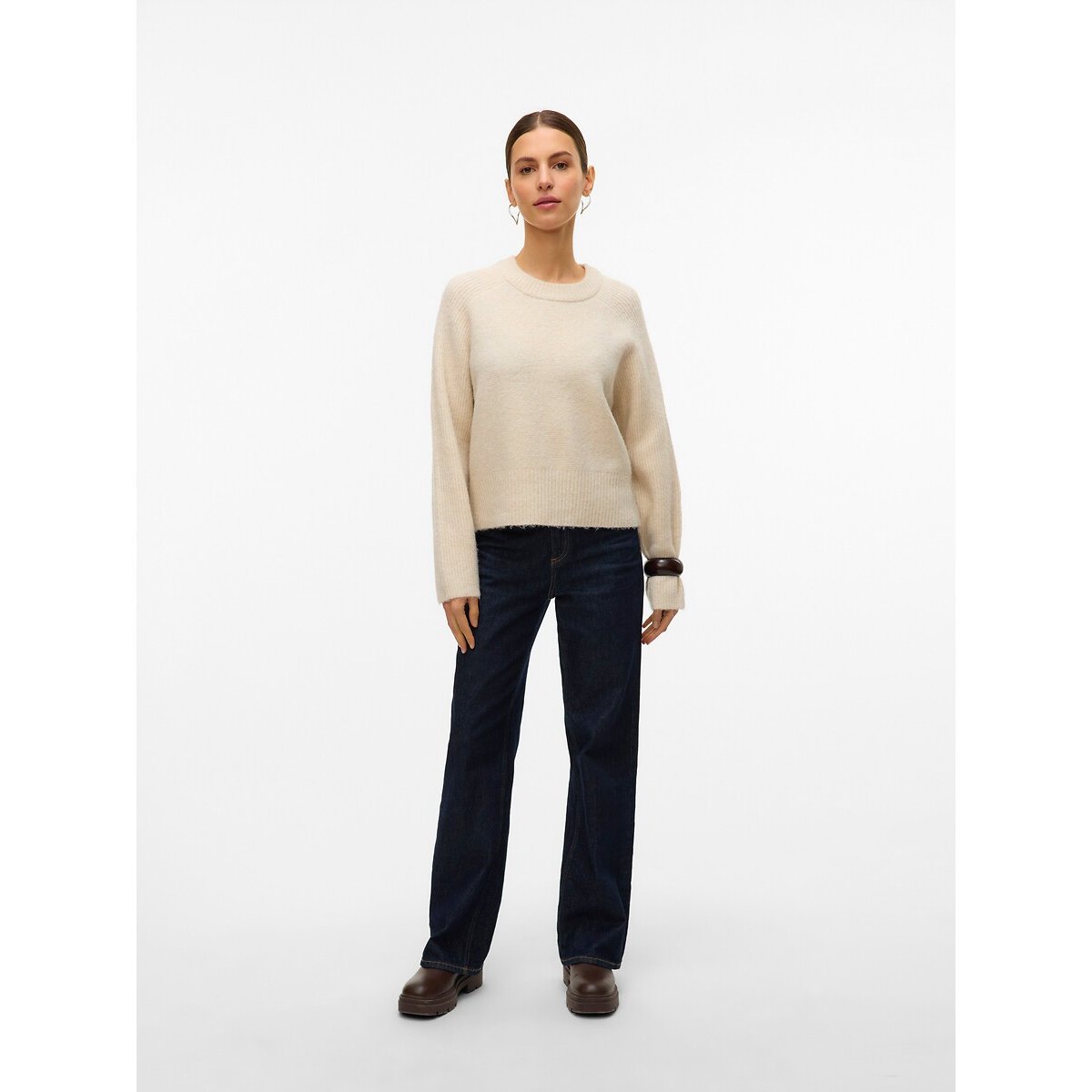 Crew Neck Jumper beige, VERO MODA