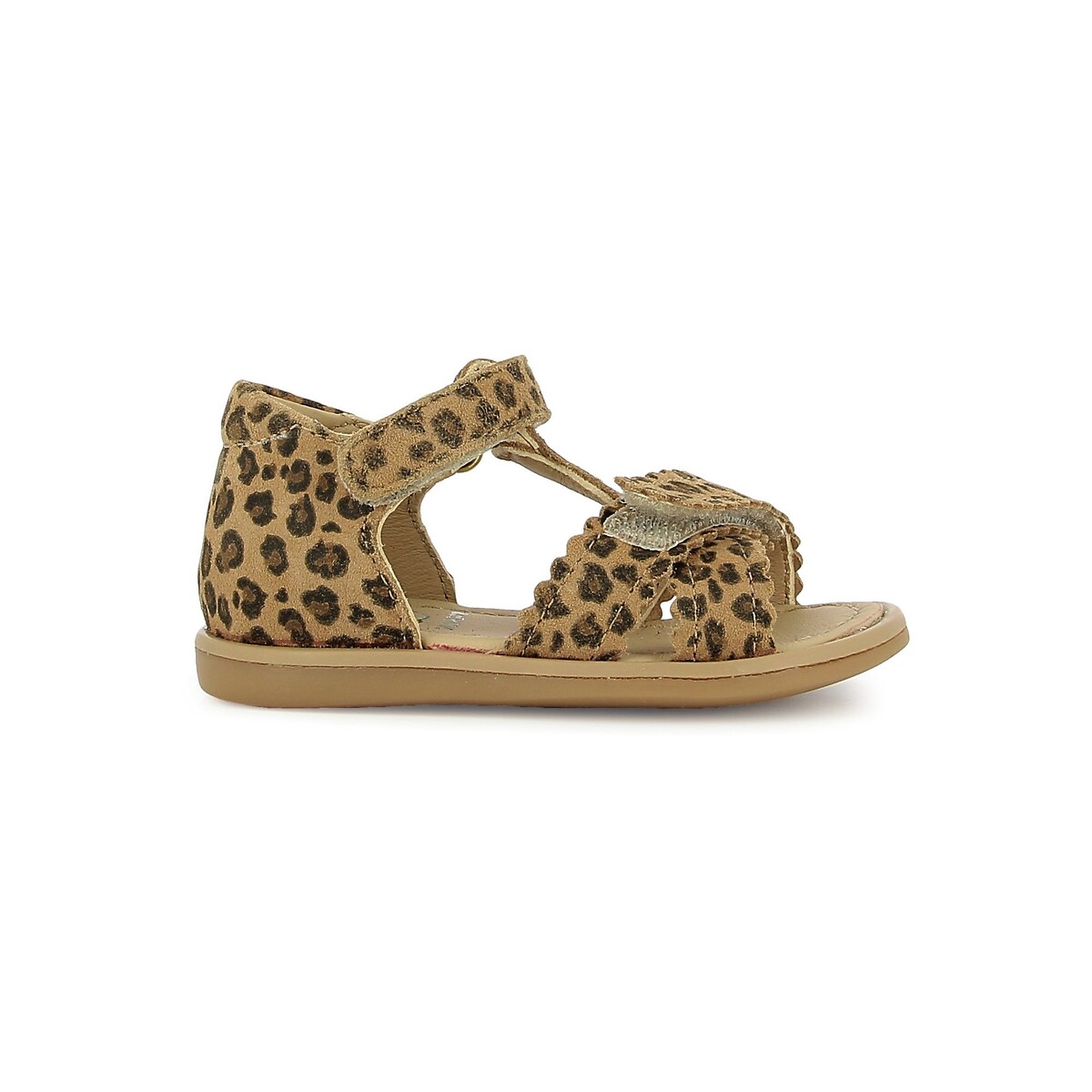 Sandales en cuir TITY CROSS EASY à scratchs léopard, SHOO POM