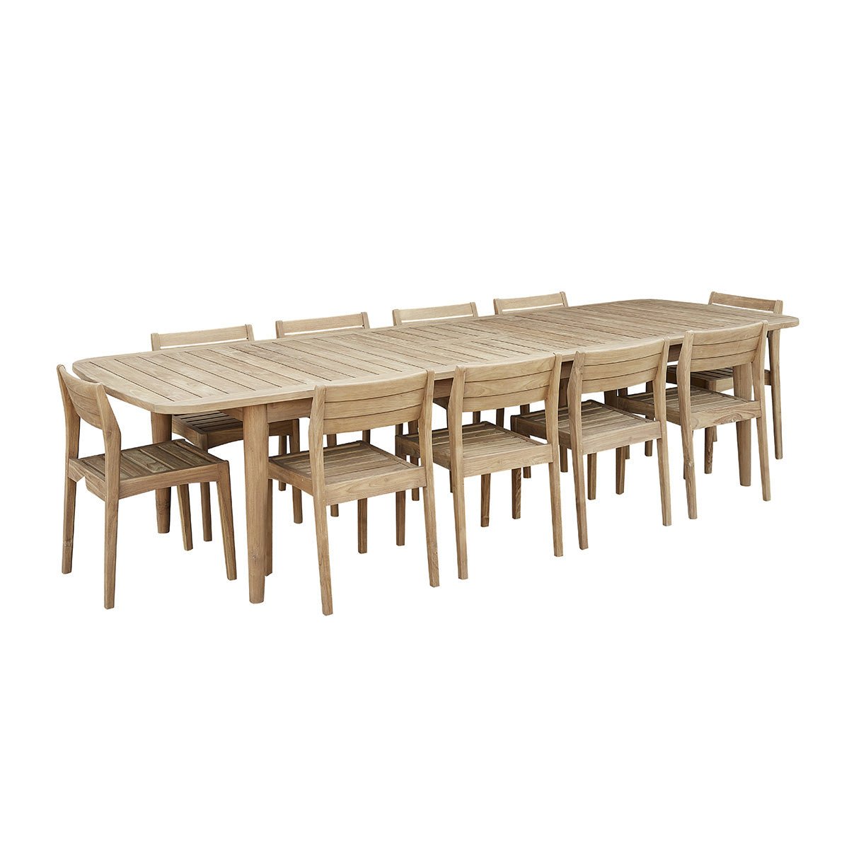 Salon de jardin en teck recyclé extensible 10/12 places HORTENSE naturel, BERAH GETAH