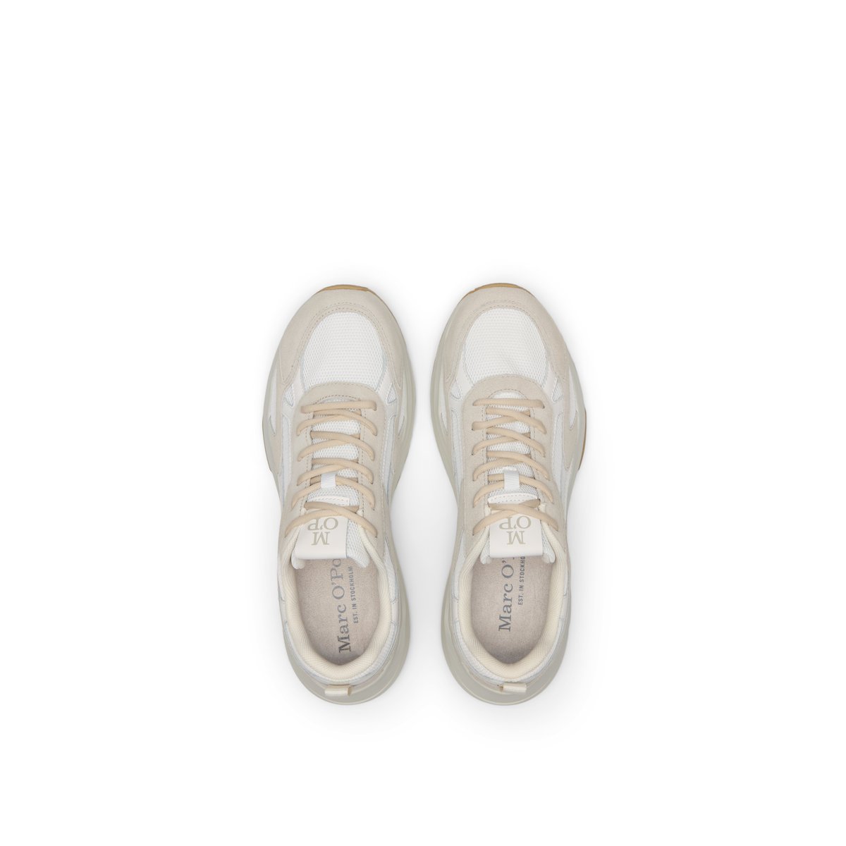 Sneaker modèle Louis en cuir de vache et mesh creme, MARC O'POLO