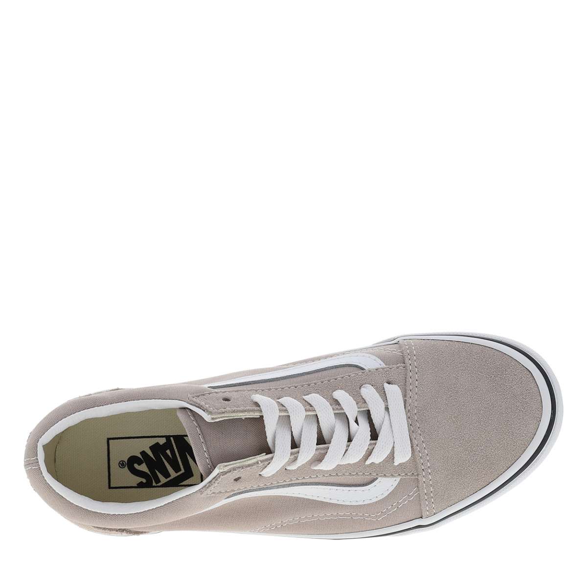 Baskets OLD SKOOL cuir talon plat beige, VANS