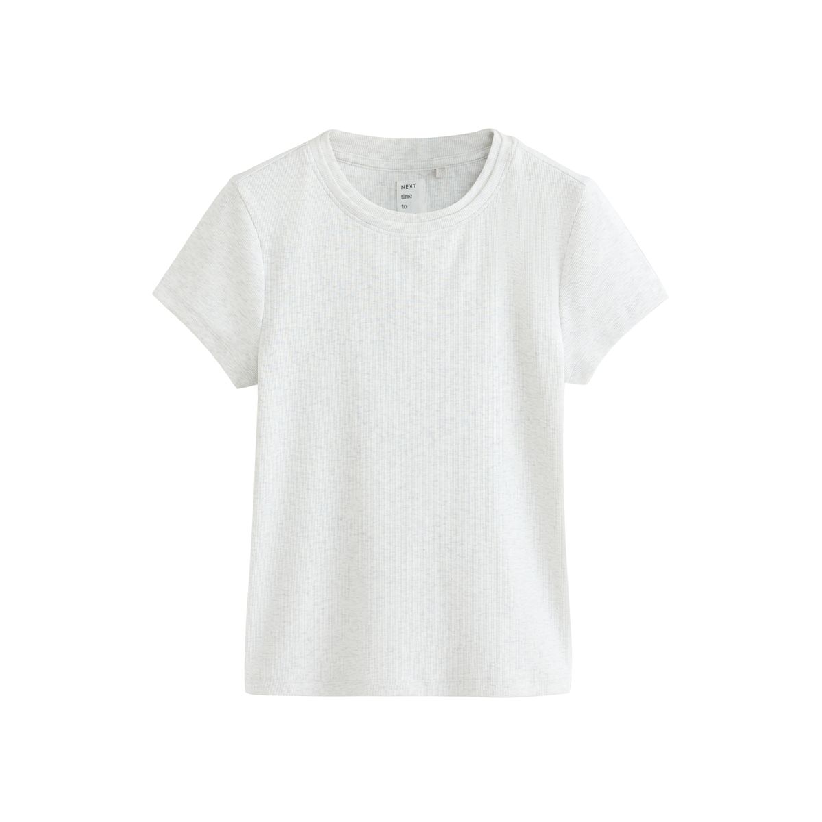 T-shirt côtelé, lot de 2 gris/écru, NEXT