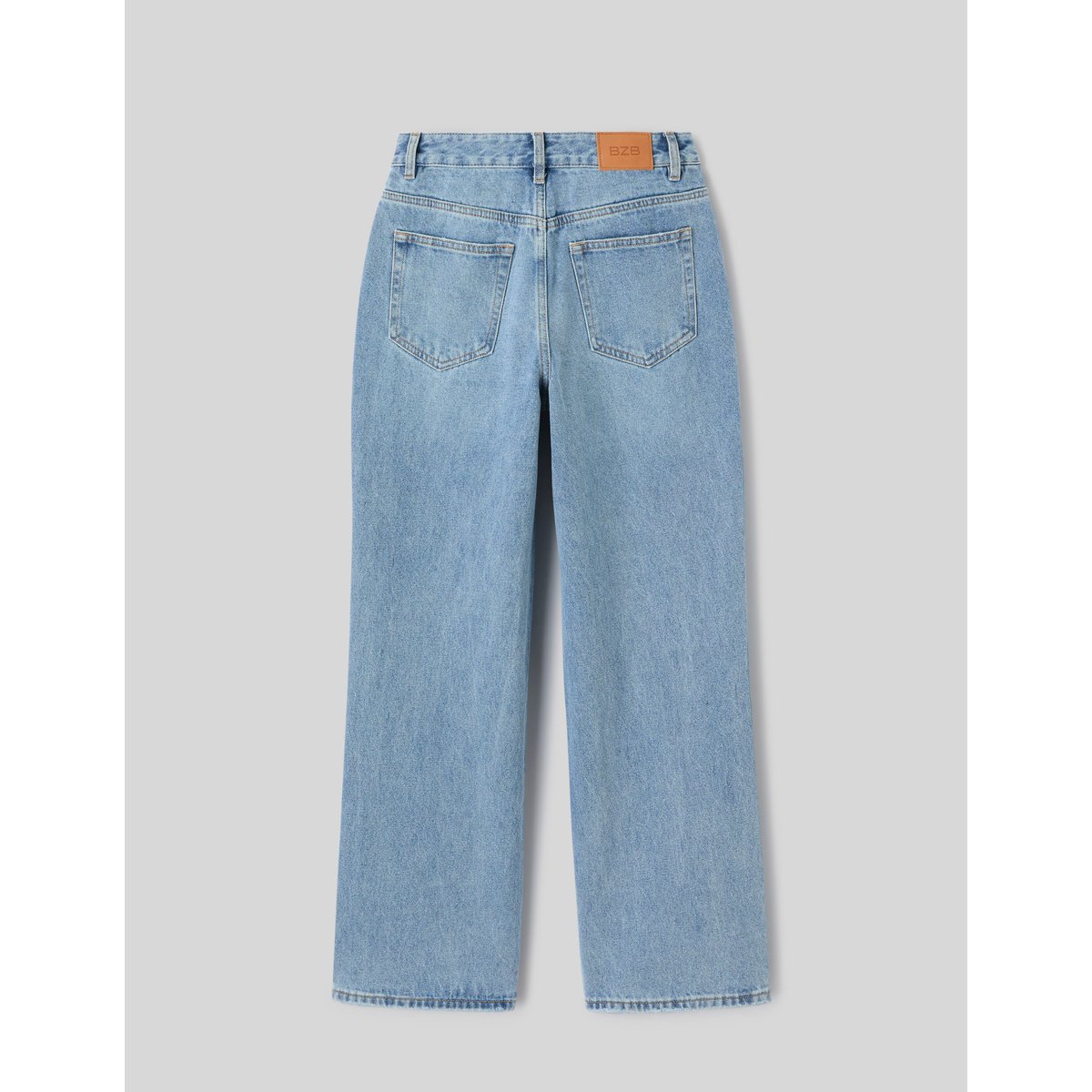 Jean straight ceinture asymétrique bleu moyen, BZB