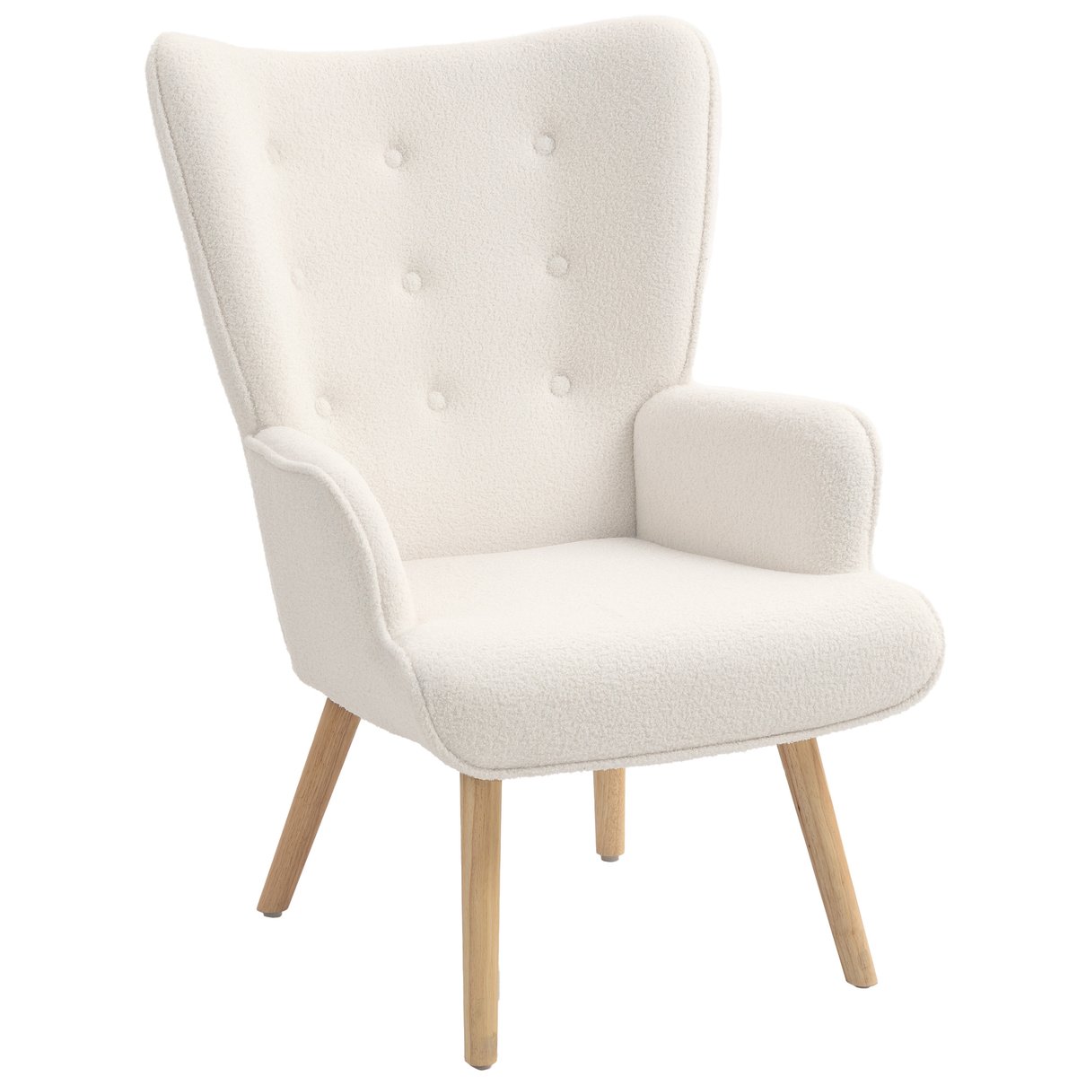 Accent Chair Tissu bouclette (100% polyester) beige, HOMCOM