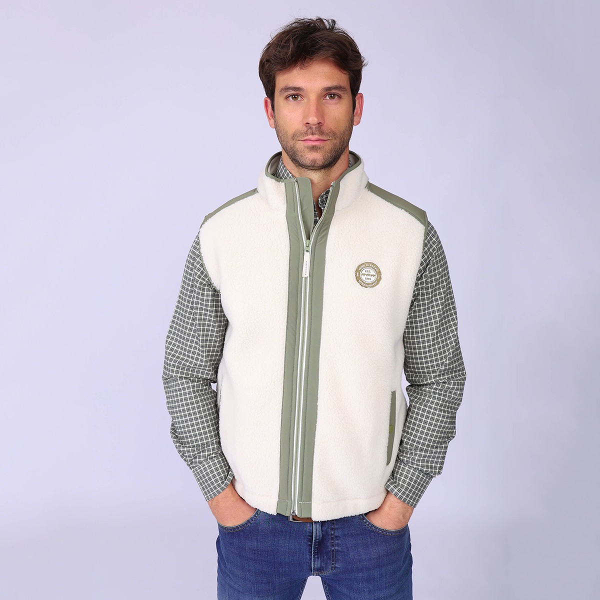 Polaire sans manches blanc casse, MISE AU GREEN