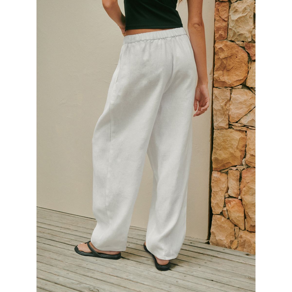 Pantalon barrel lin n. premium blanc, NEXT