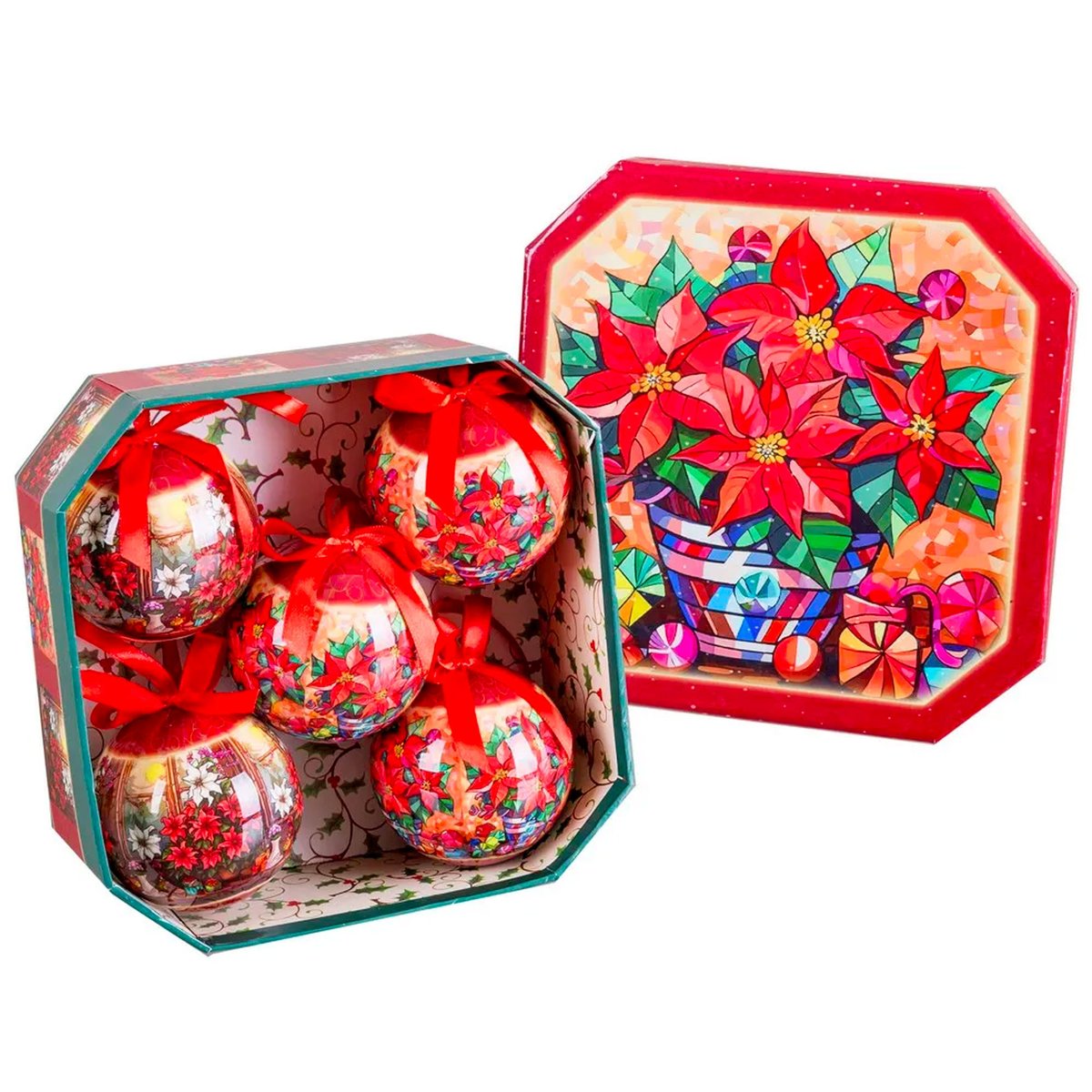 Coffret de 5 boules de Noël rétro 7.5cm multicolore, WADIGA