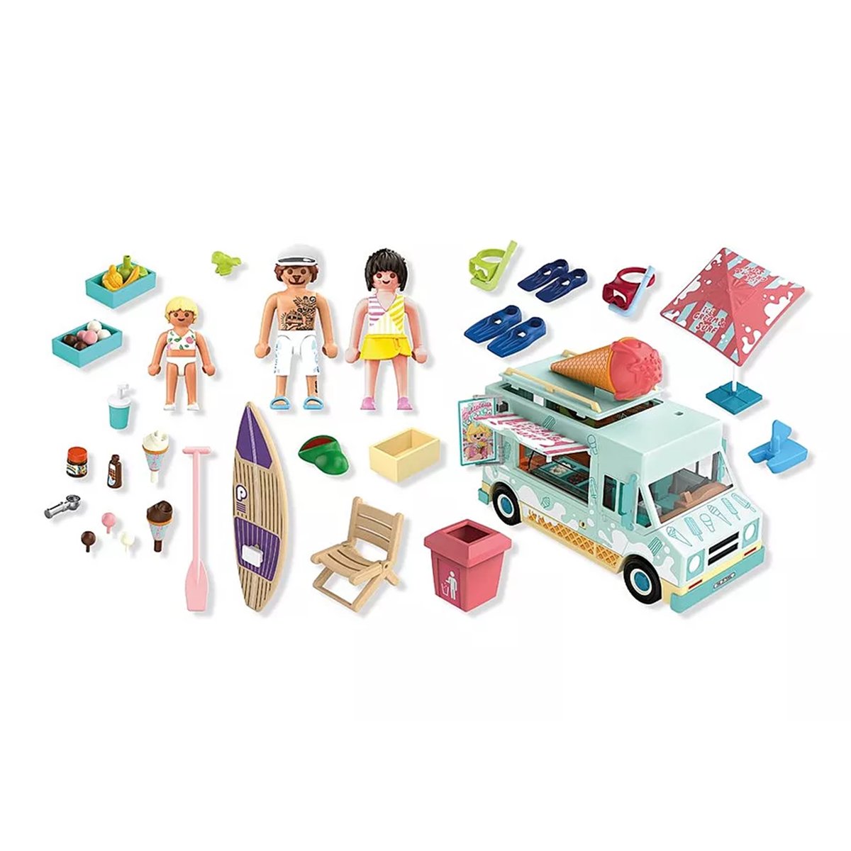 Camion vendeur de glaces & 3 personnages multicolore, PLAYMOBIL