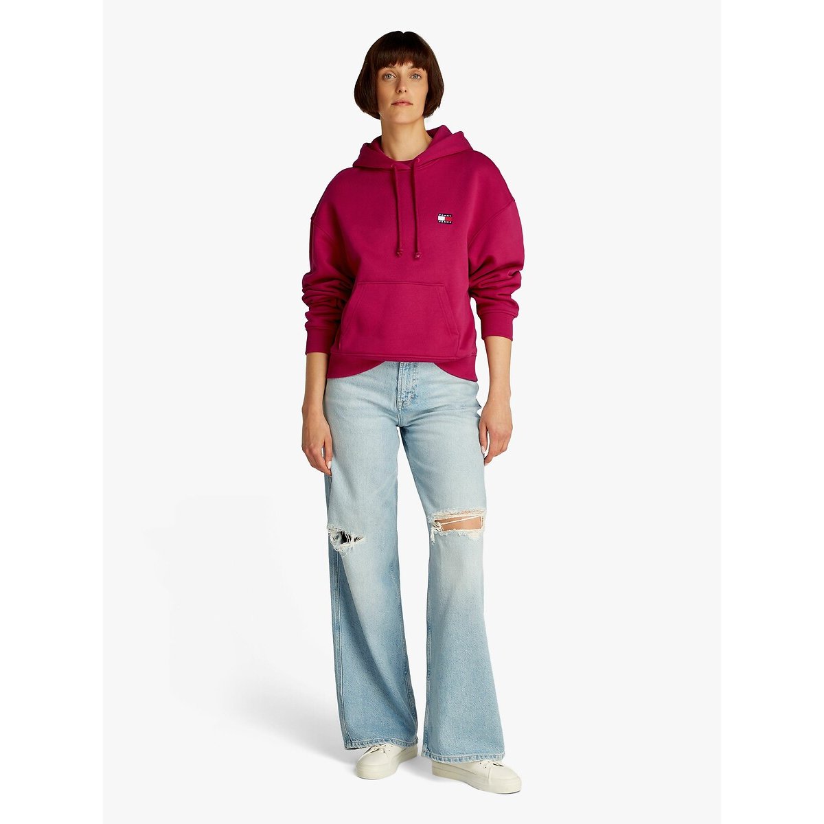 Sweat à capuche en molleton bordeaux, TOMMY JEANS