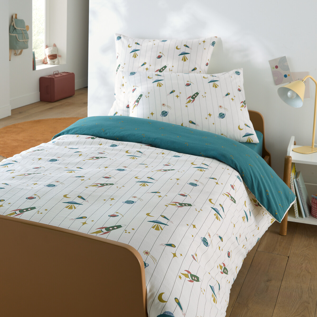 Taie d'oreiller enfant, en 30% coton lavé recyclé, imprimé fusées, EGOR imprimé, LA REDOUTE INTERIEURS