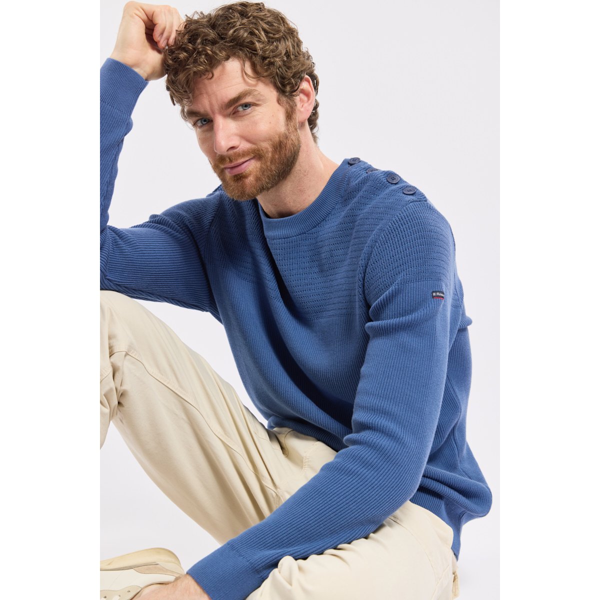 Pull marin maille fantaisie en coton obscur, ARMOR-LUX
