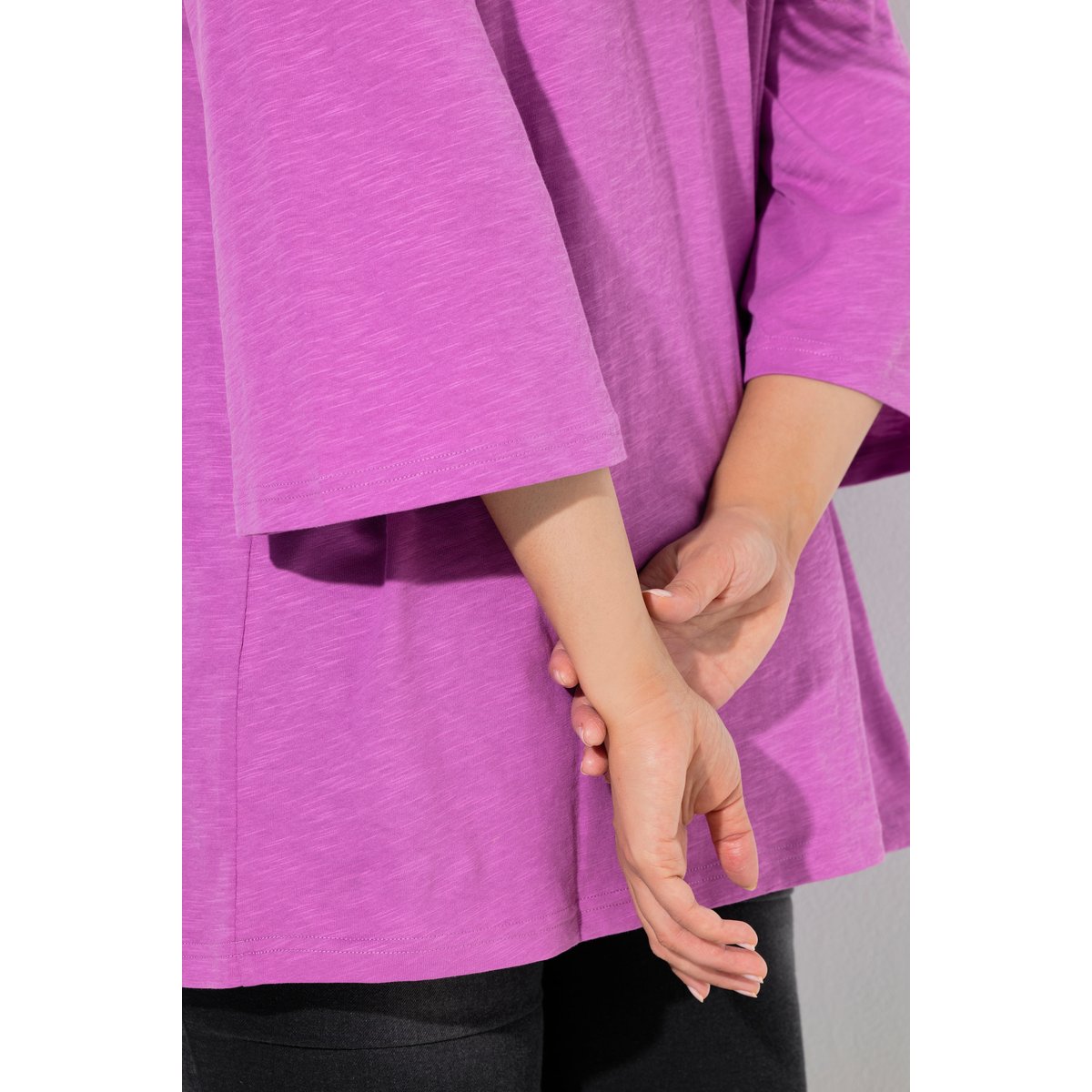 T-shirt motif fleur, coupe Classic Fit crocus violet, ULLA POPKEN