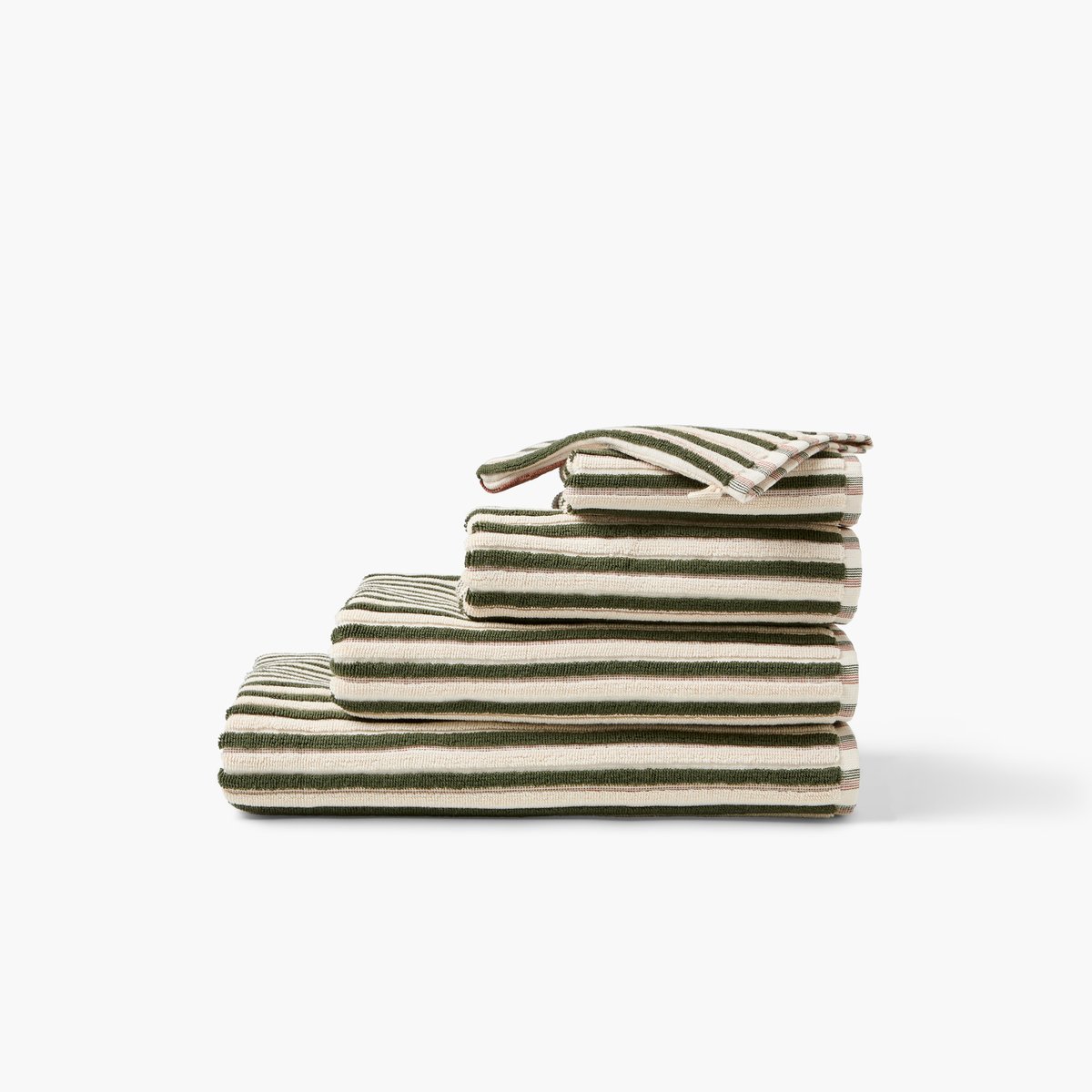 Gant de toilette coton double face COMBO kaki/ecorce, CARRE BLANC