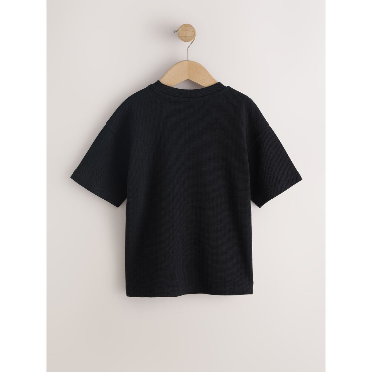 T-shirt texturé à manches courtes noir, NEXT