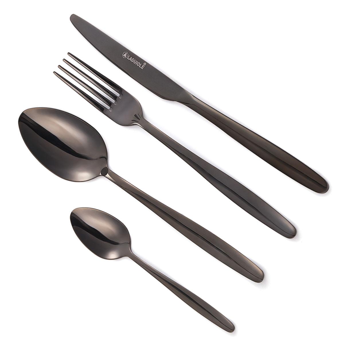 Ménagère 24 pièces - "Cléa noir" argent, LAGUIOLE CUISSON