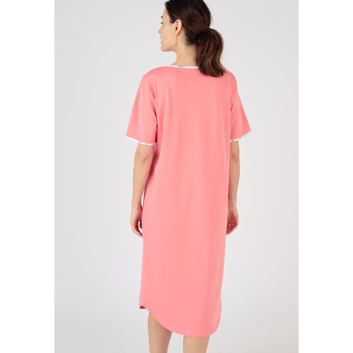 Lot de 2 Chemises de nuit pur coton peigné lot rose feuillage, DAMART