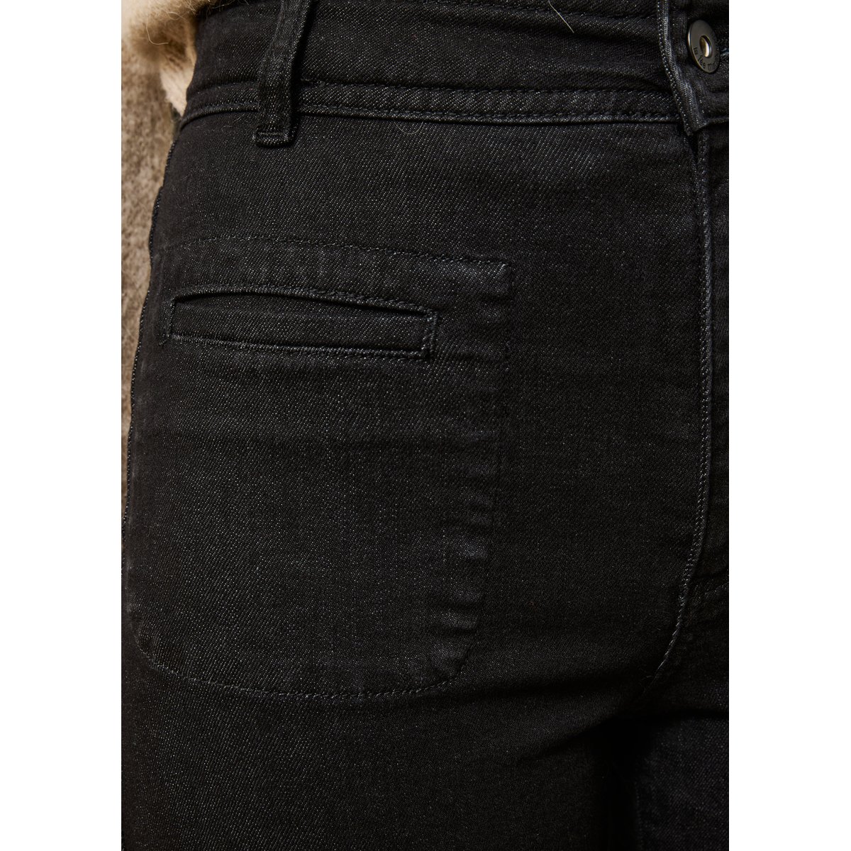 Jean bootcut taille haute en coton biologique noir, LA FEE MARABOUTEE