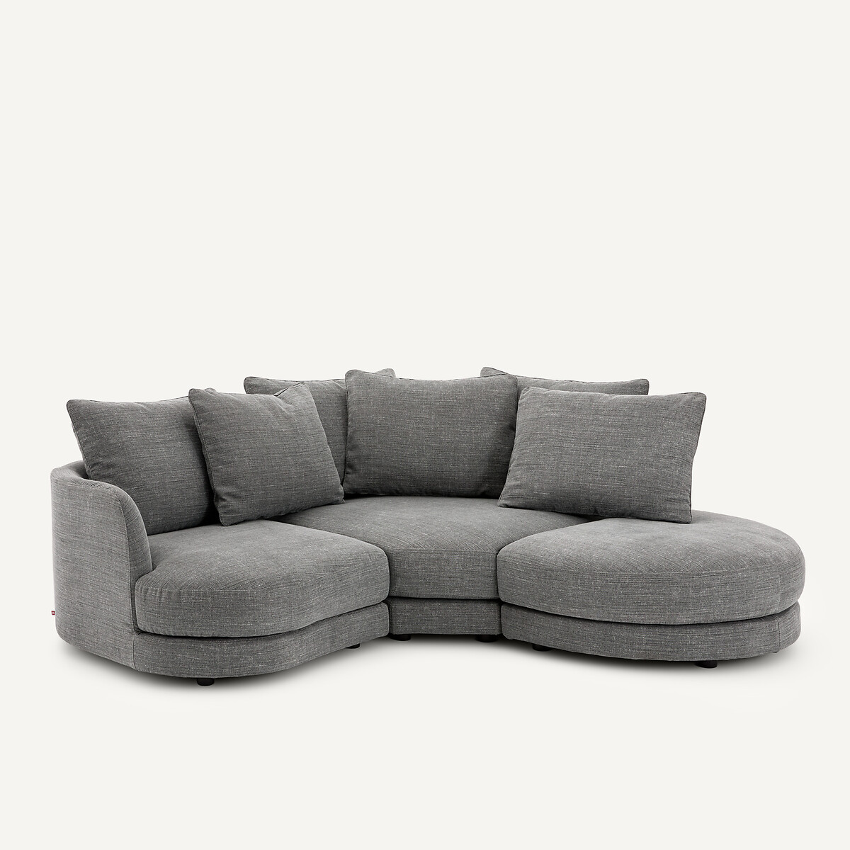 Demi-canapé gauche, arrondi, modulable en coton et lin, TIBERIO anthracite, AM.PM