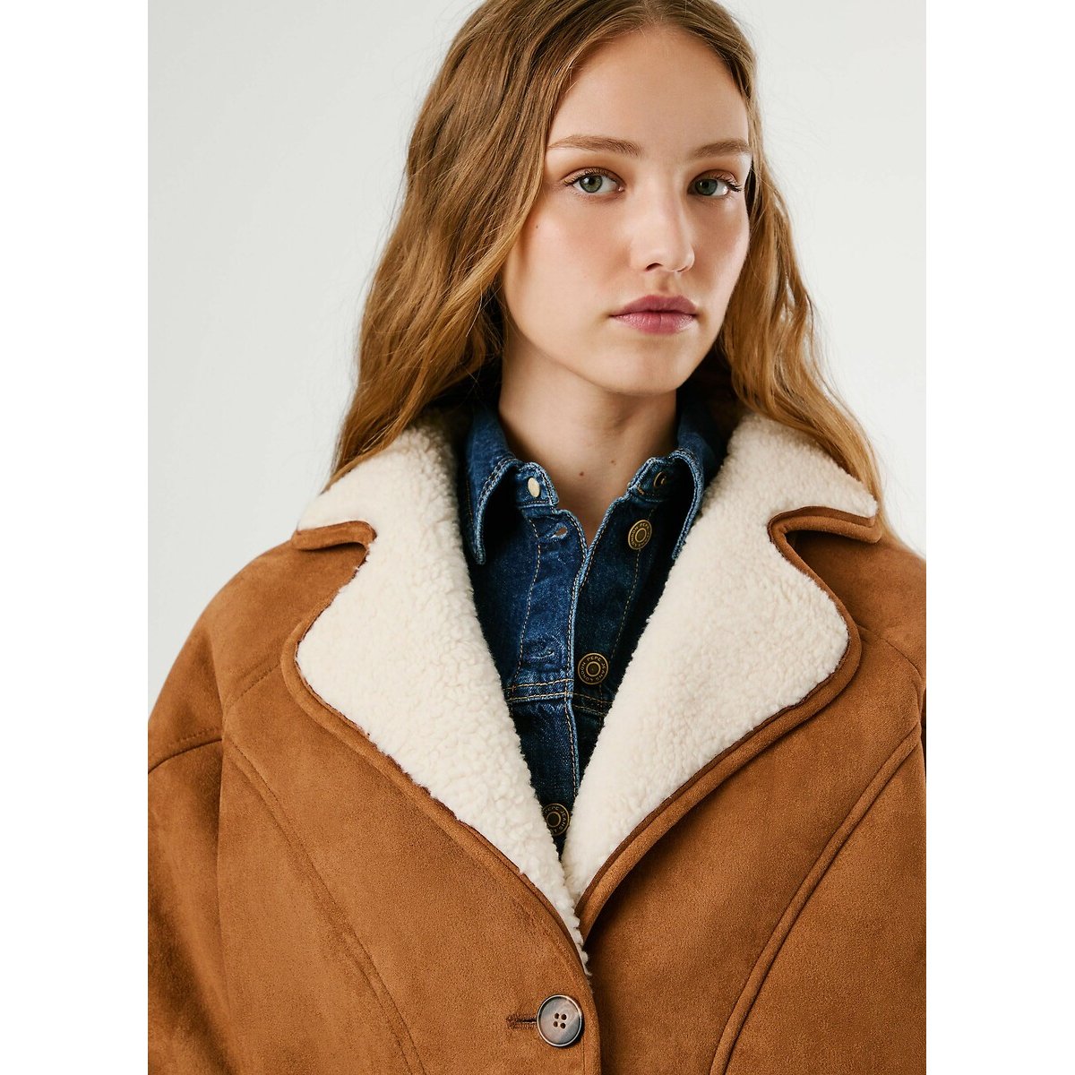 Teresa Sherpa Coat brown, PEPE JEANS