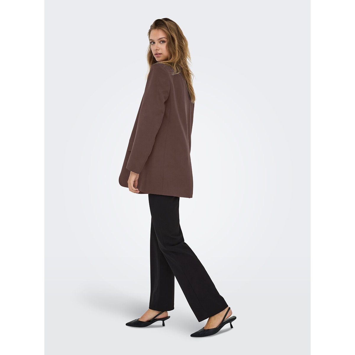 Blazer a maniche lunghe con fodera stampa leopardata marrone cioccolato, ONLY