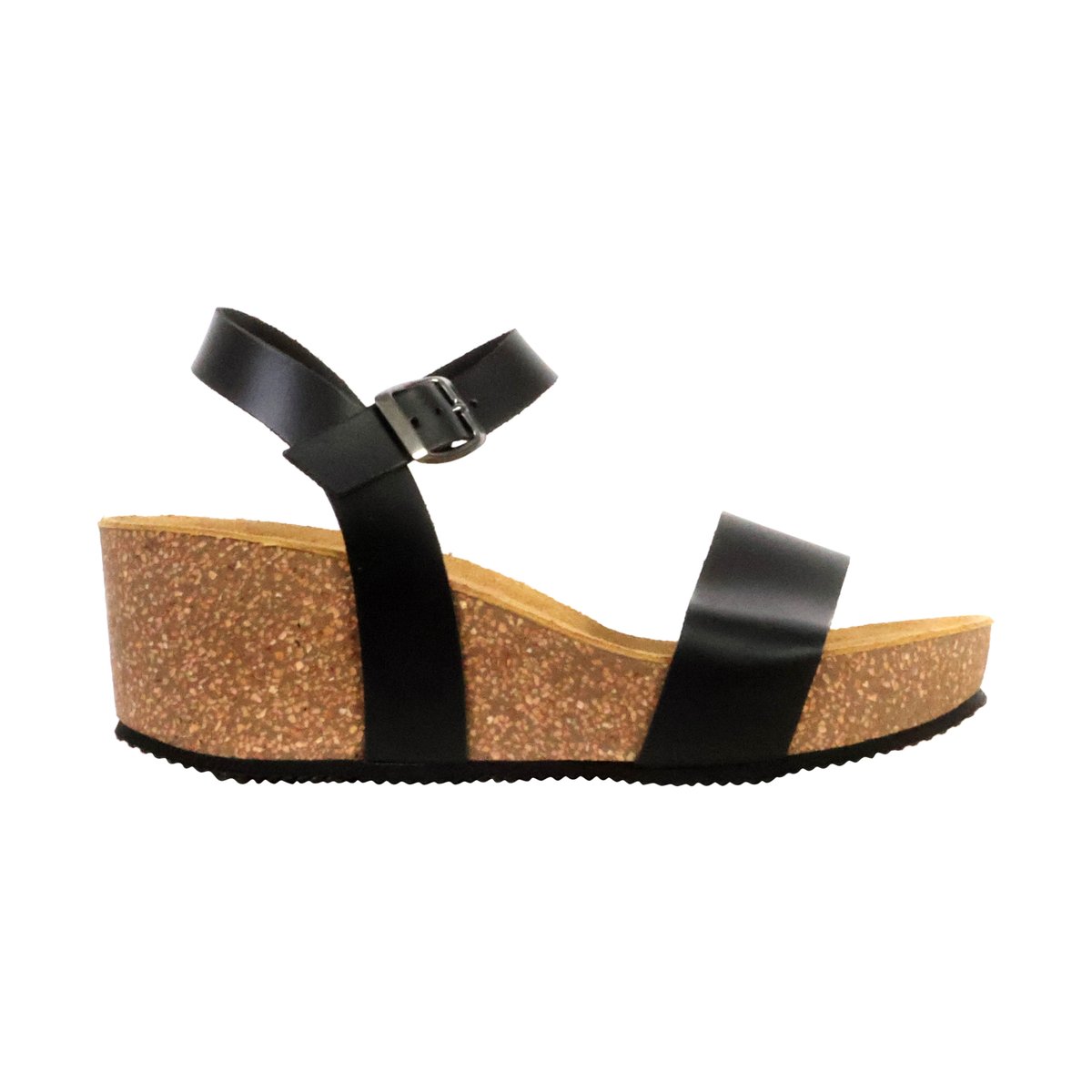 Sandales Compensées Cuir Noga Laura Edge noir, THE DIVINE FACTORY