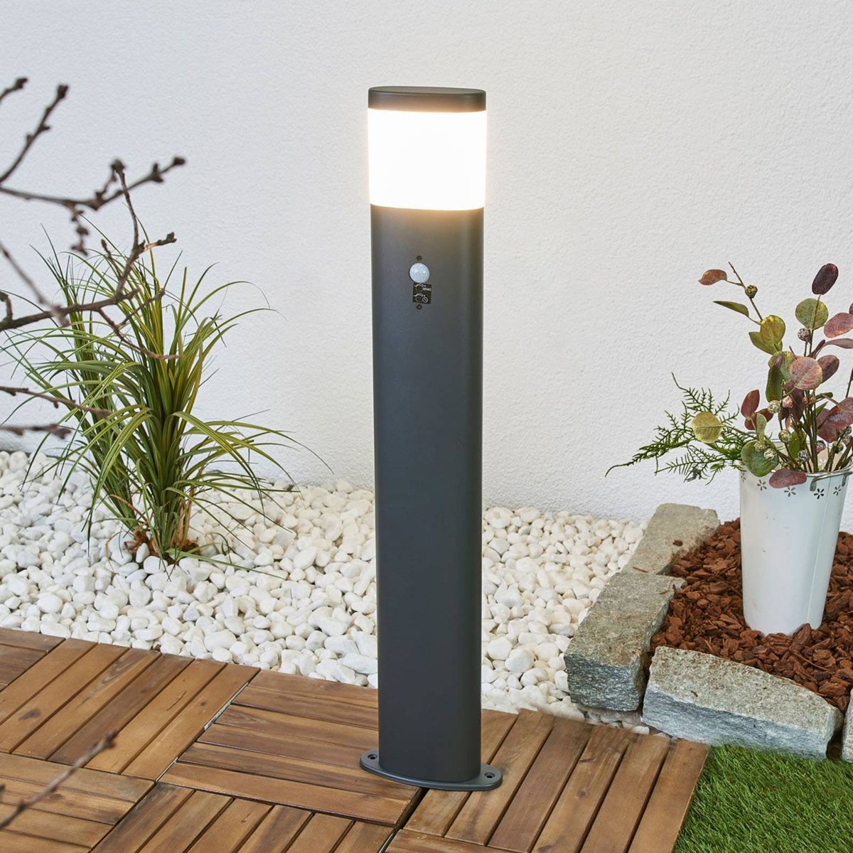 Luminaire extérieur en inox moderneLED anthracite, blanc, LINDBY
