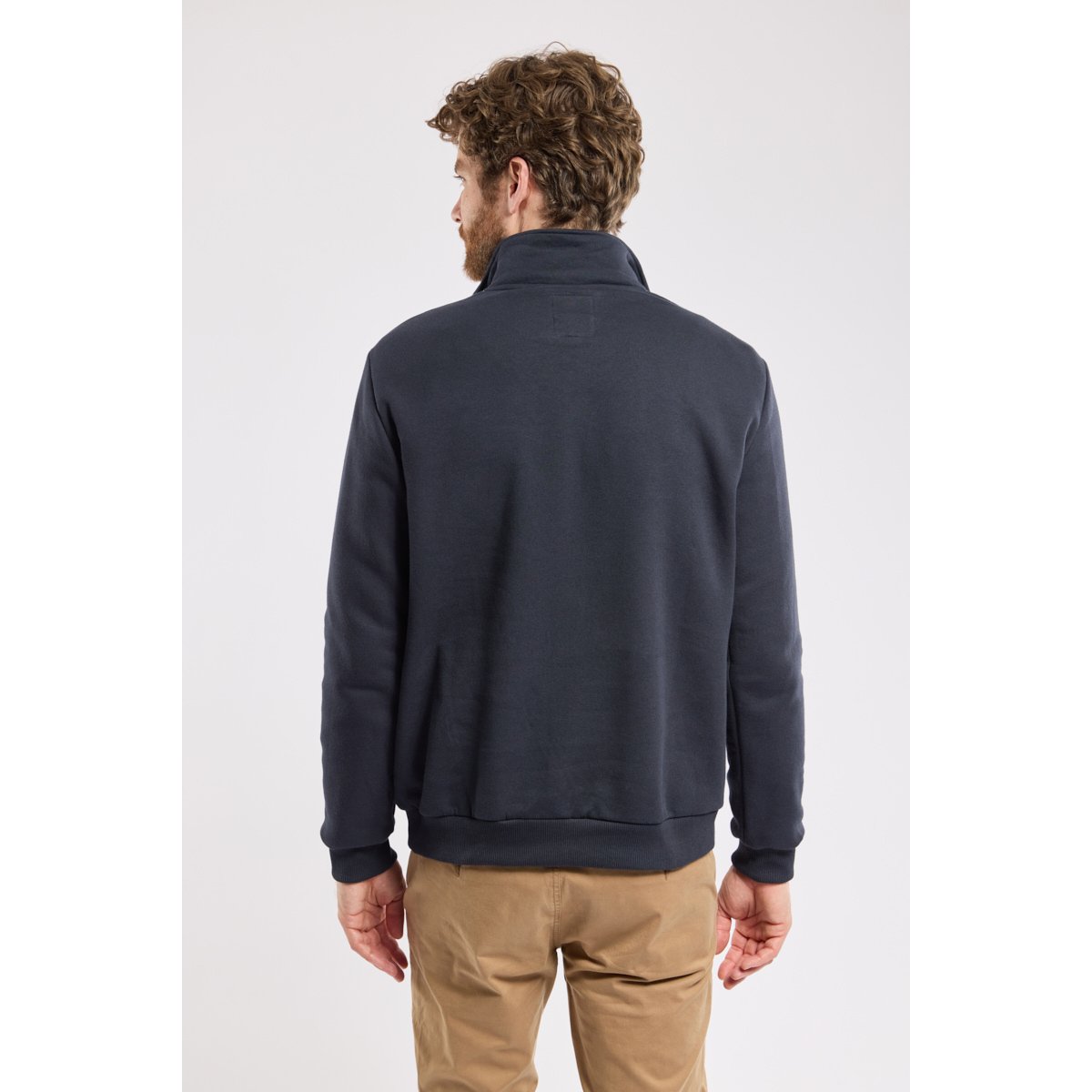 Sweat col montant en coton biologique TAKIN navy, BERMUDES