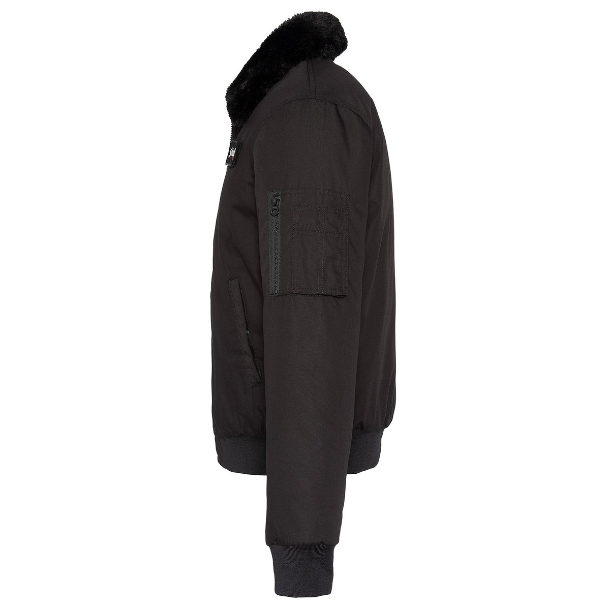 Blouson avec col en imitation fourrure amovible noir, SCHOTT