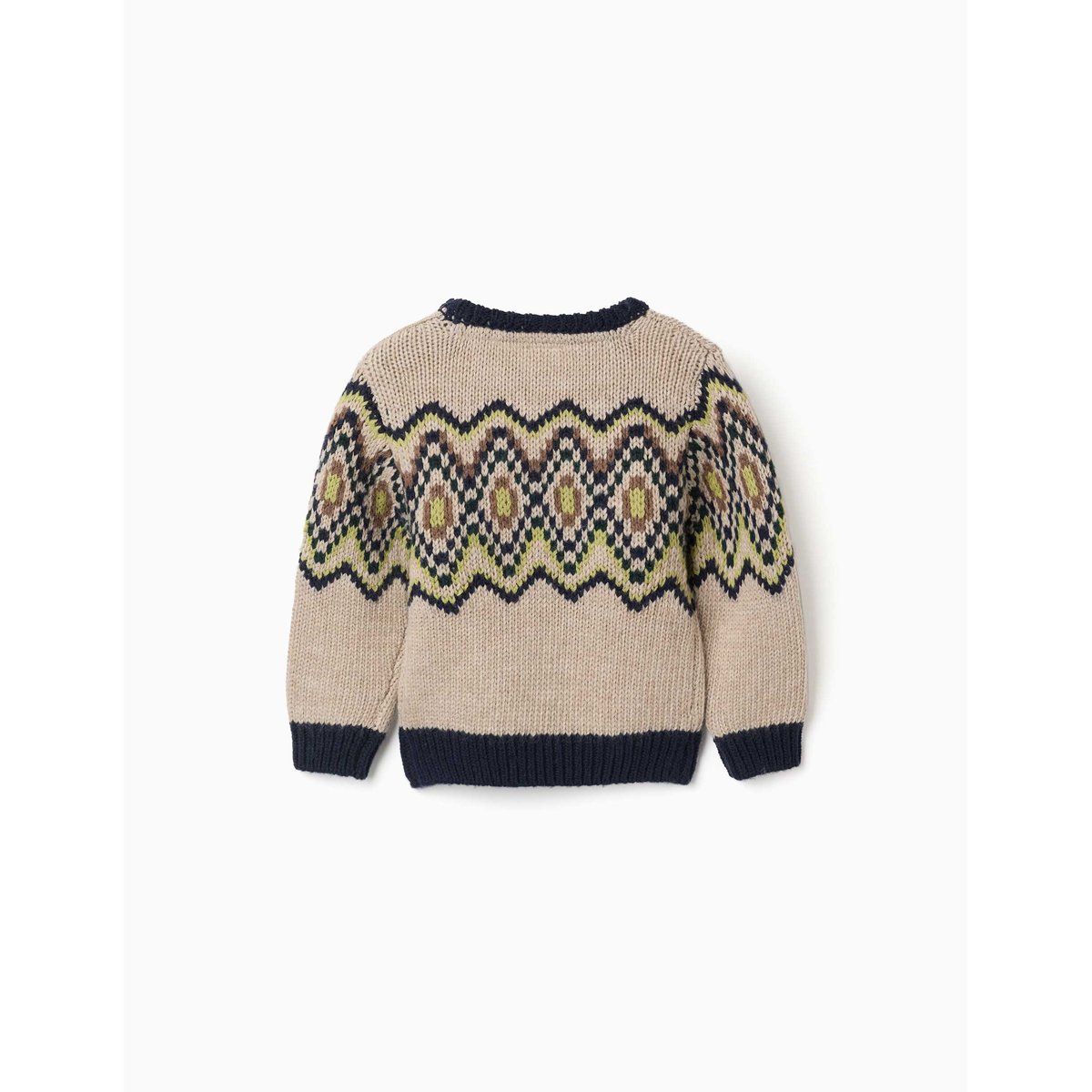 Pull en maille avec motif jacquard beige, ZIPPY