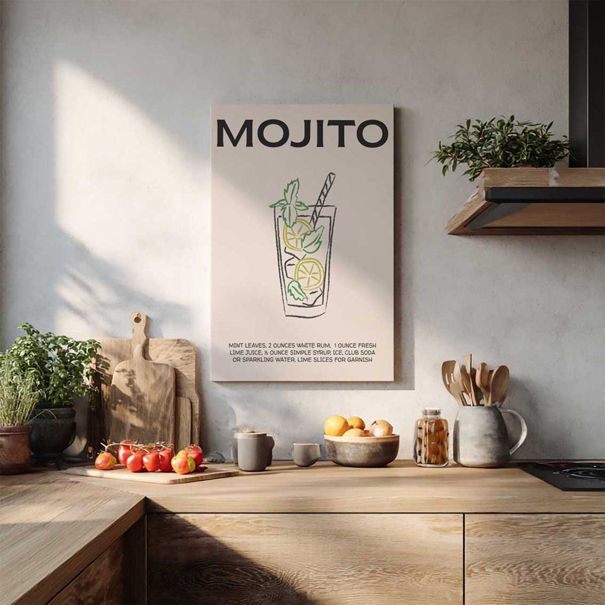 Tableau cocktail Mojito toile imprimée, HEXOA