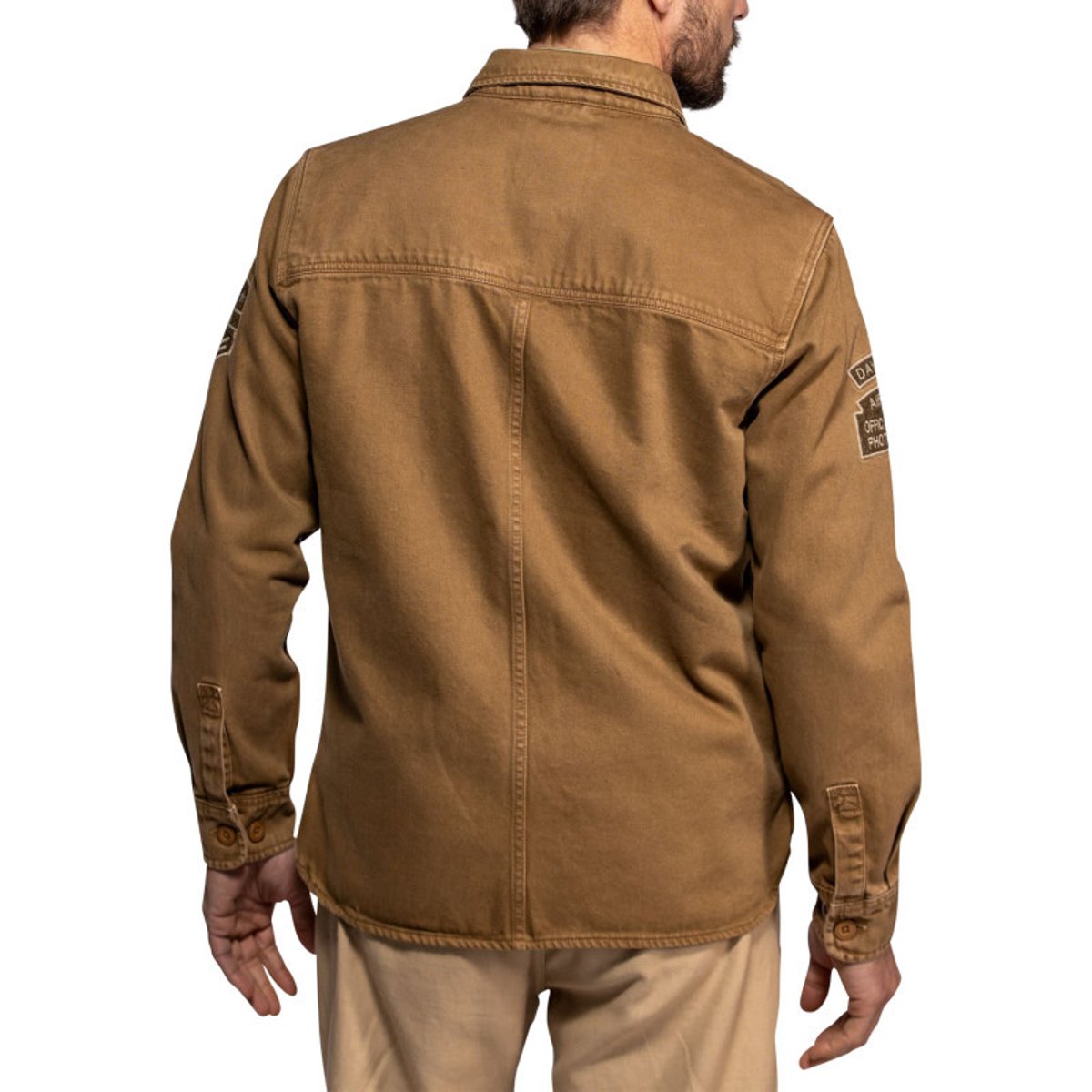 Surchemise Wayne en coton brune à coupe droite pourvue d'un col à revers beige, DAYTONA