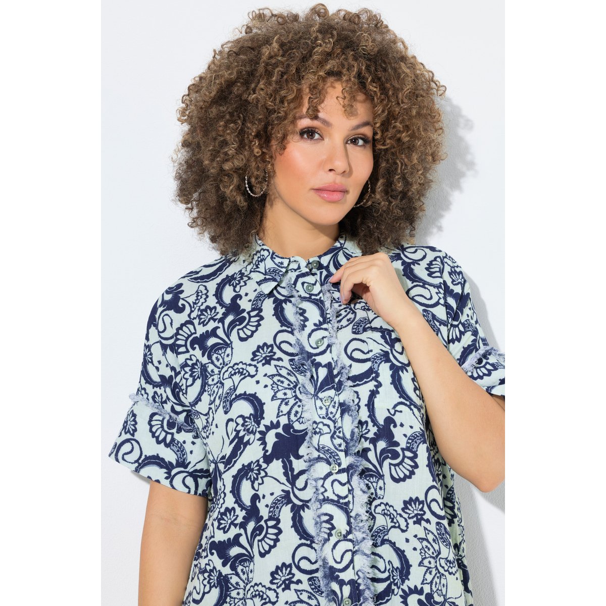 Chemisier en mousseline oversize chaux légère, ULLA POPKEN