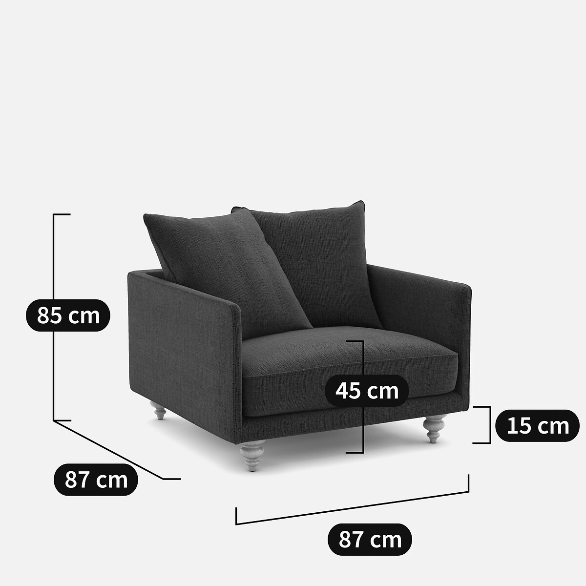 Fauteuil, en toile jaspée, LAZARE naturel, AM.PM