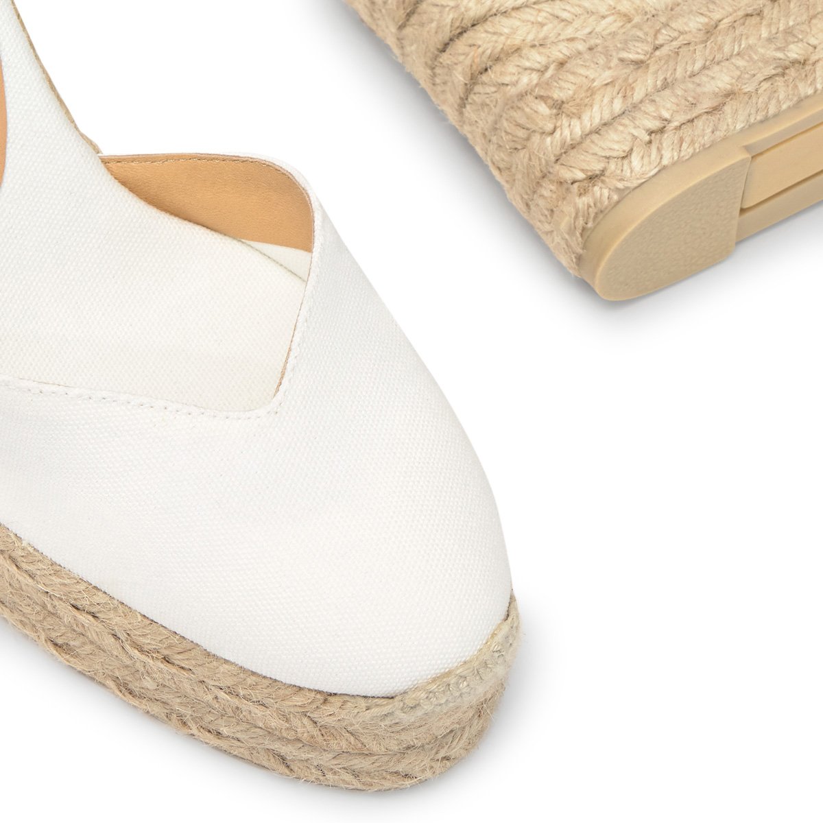 Espadrilles compensées en jute tressée à découpe en V CHIARA EXTRA PLATFORM blanc, CASTANER